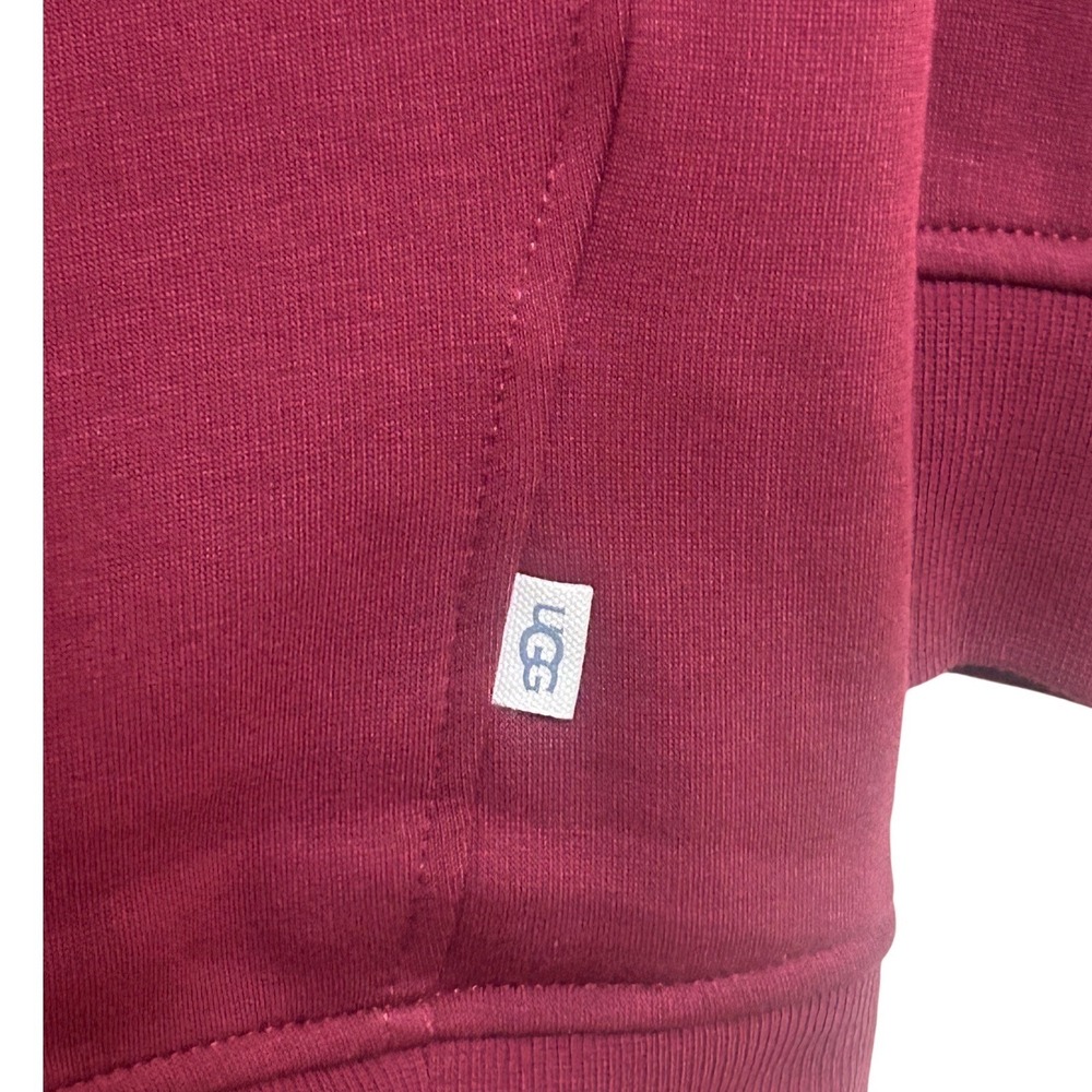 UGG Quarter Zip Pullover Men XL Burgundy Excellence Fleece Lined Cotton Blend - Picture 3 of 8
